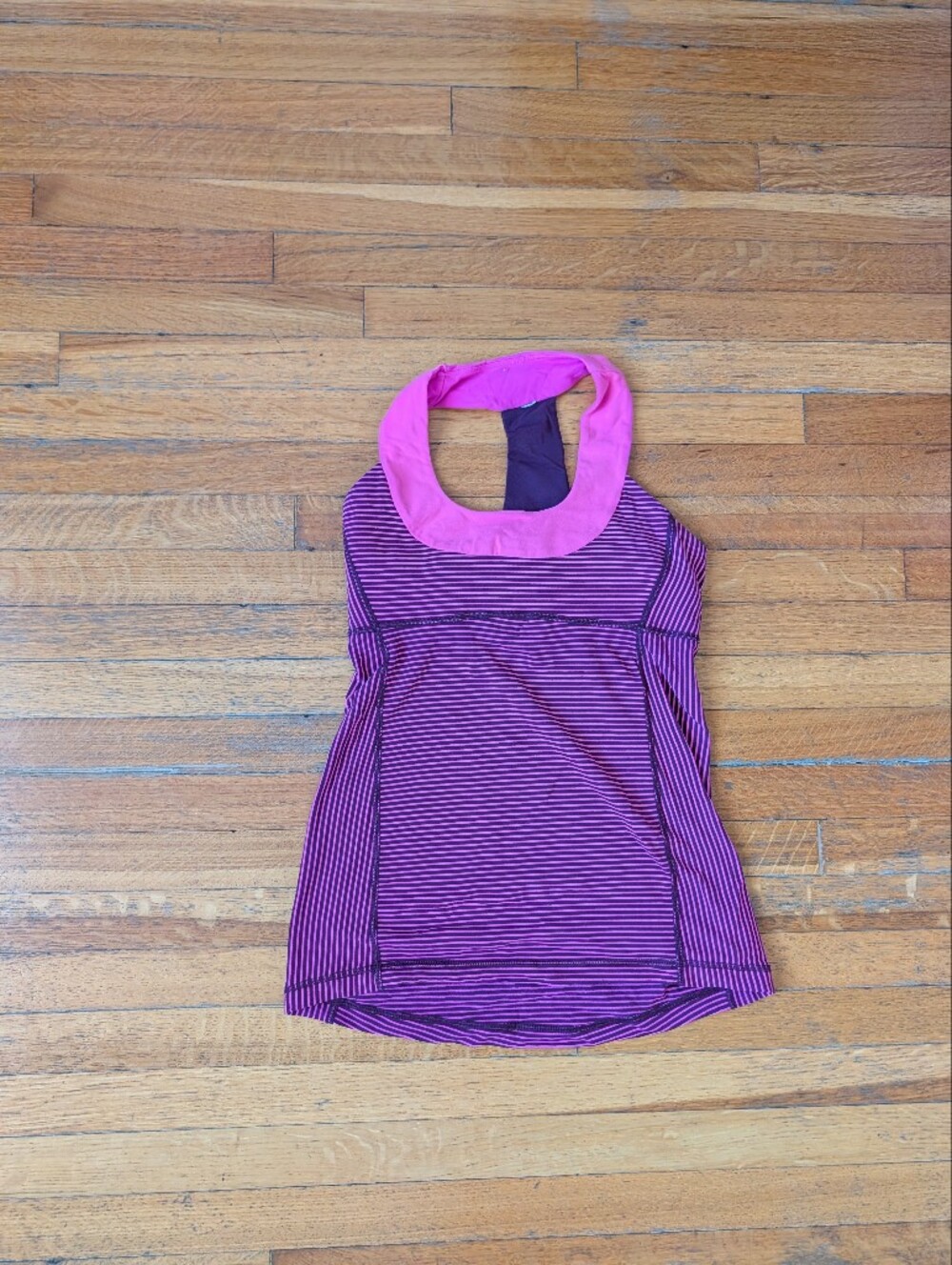 Lululemon Women's Purple & Pink Striped One-Piece Athletic Top